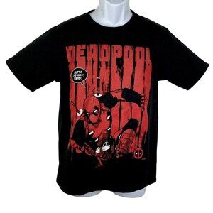 DEADPOOL Mens T-Shirt SZ S Graphic 100% Cotton‎ DC Marvel Comics Red Black Hero